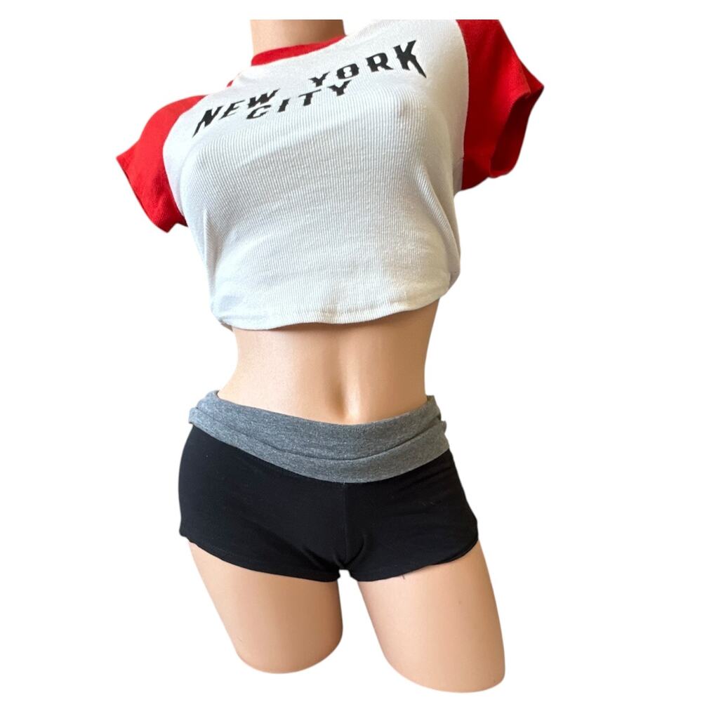 Sexy Mini Knockout black foldover booty shorts medium y2k loungewear Low rise